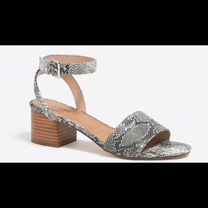 J. Crew Factory Snakeskin Block Heel Sandals